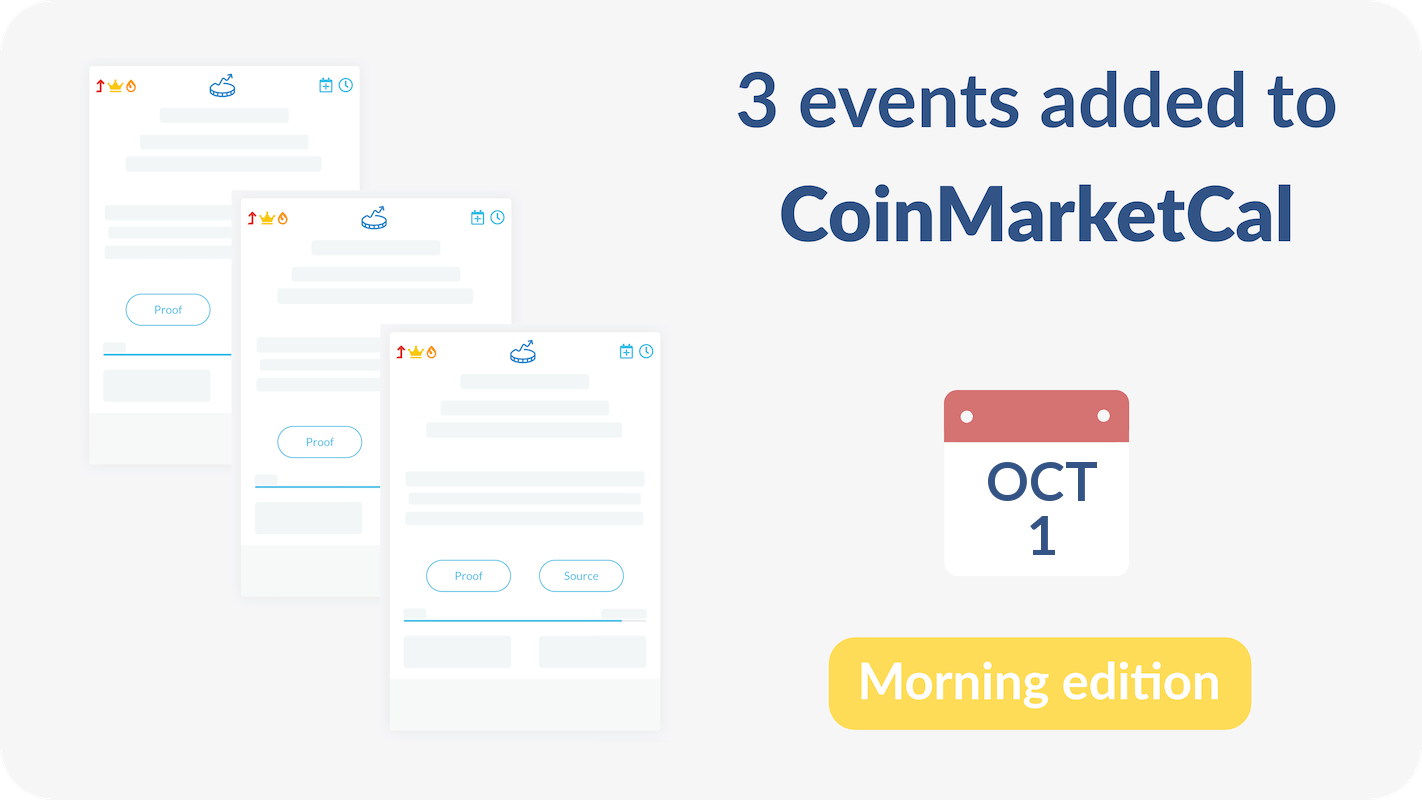 3 noteworthy events added to CoinMarketCal: Komodo, Kine Protocol, Orbcity  and 6 others - October 1st - Morning edition