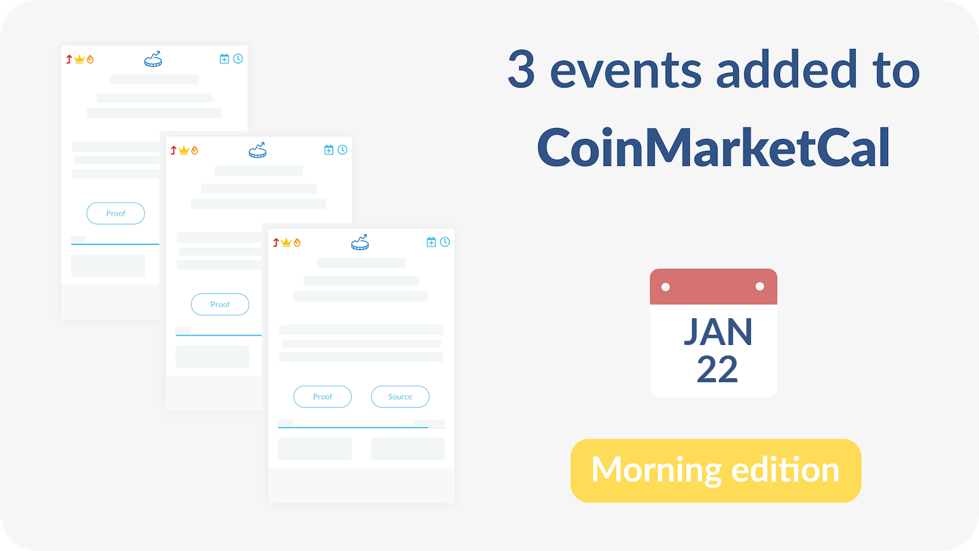 3 noteworthy events added to CoinMarketCal: TEL, USD1, DYDX - January 22nd  - Morning edition