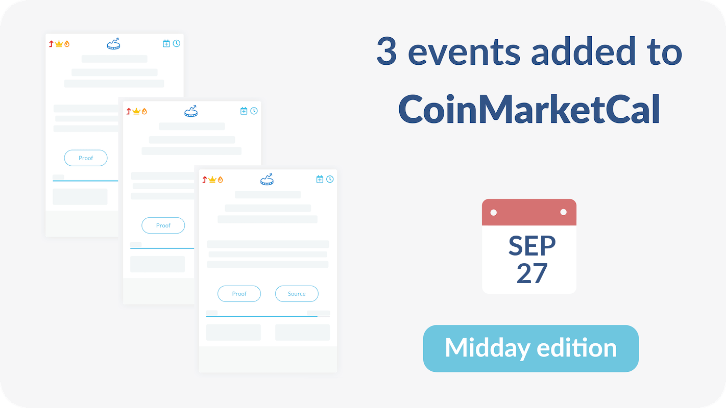 3 noteworthy events added to CoinMarketCal: ChainGPT, Coinweb, Aleph Zero -  September 27th - Midday edition